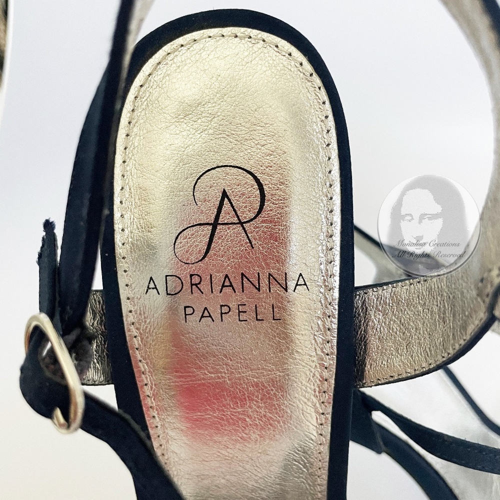 Adrianna Papell Alia Sandal T-Strap Beaded Satin Formal Evening Heels Size 8.5M - Picture 12 of 13